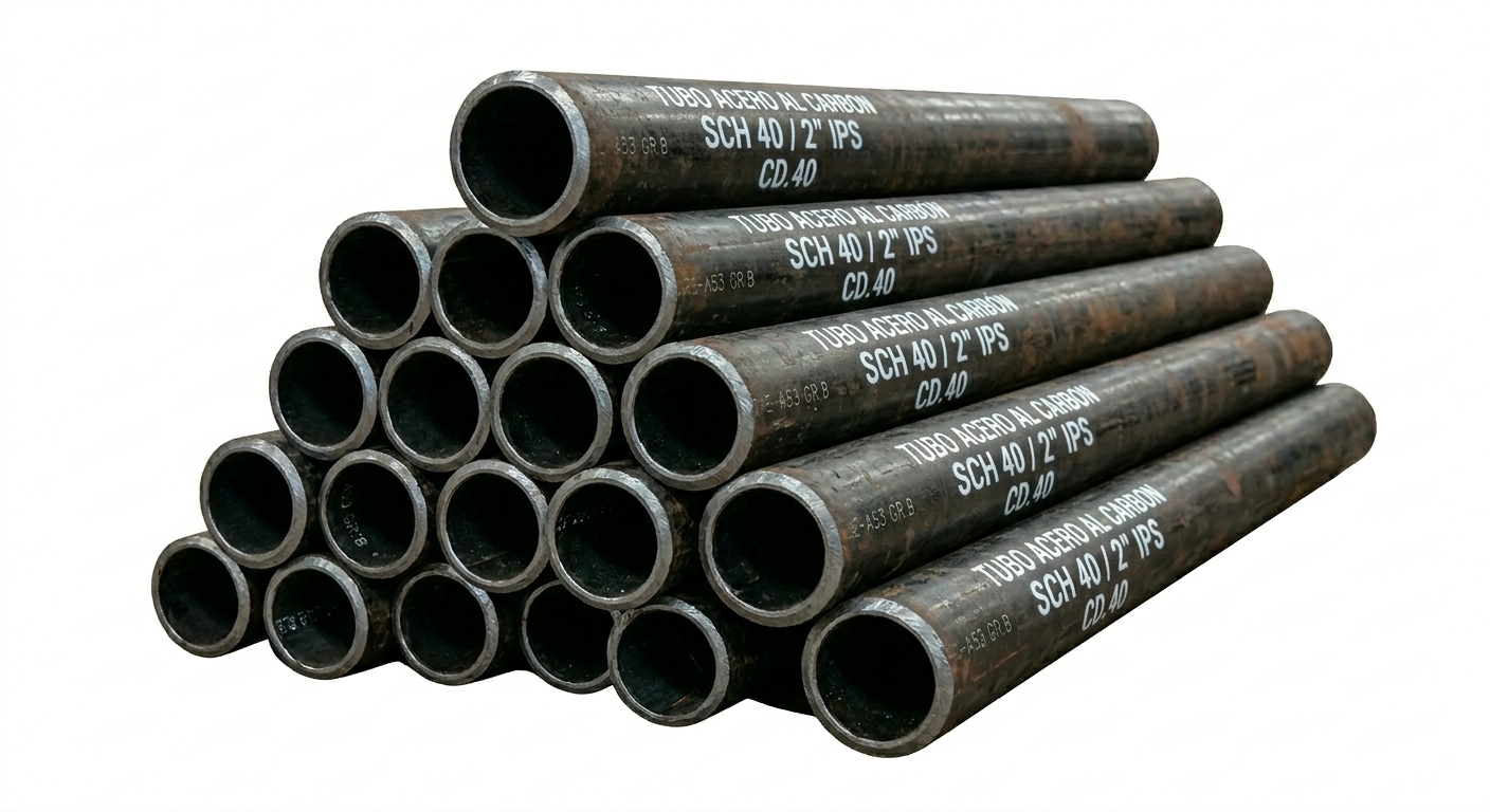 TUBO DE ACERO AL CARBON CD.40 DE 2"